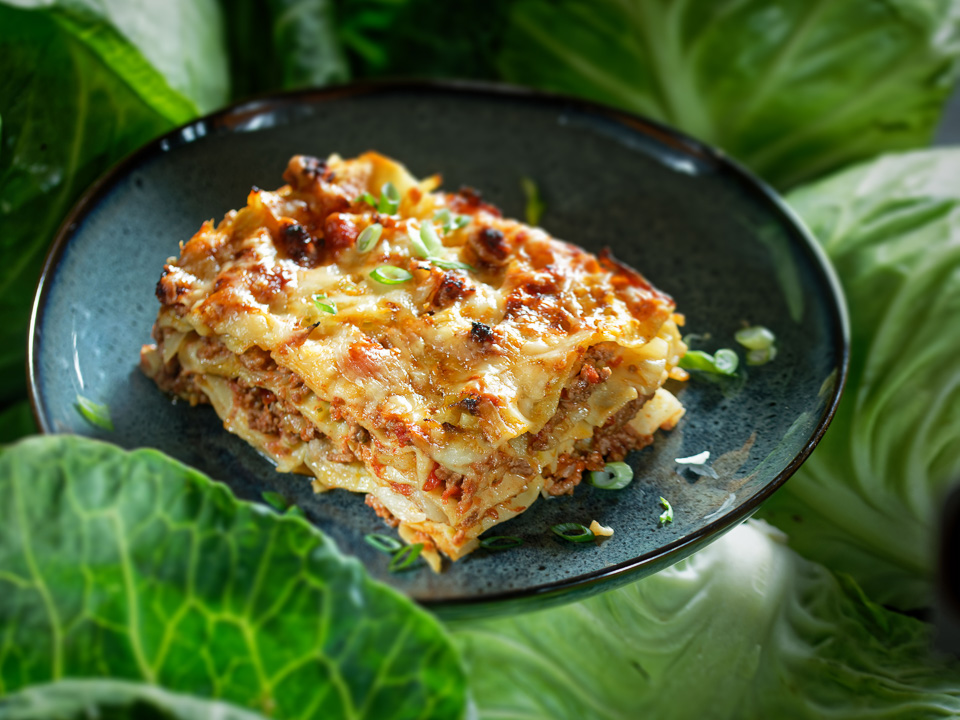 Weißkohl-Lasagne