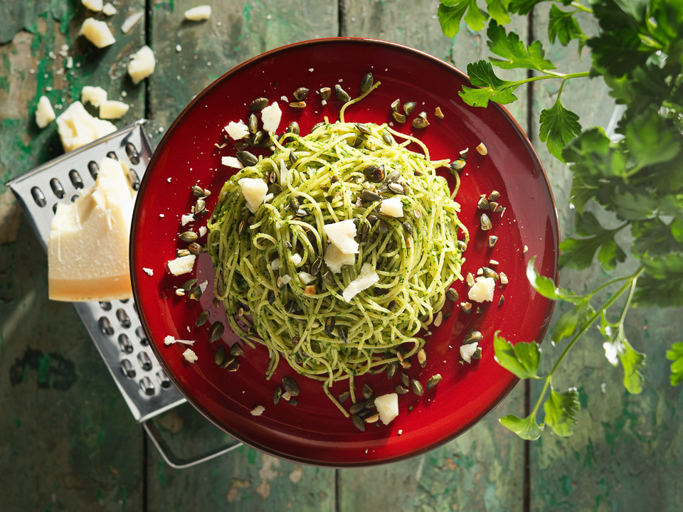 Spaghettini mit Petersilienpesto Spaghettini mit Petersilienpesto