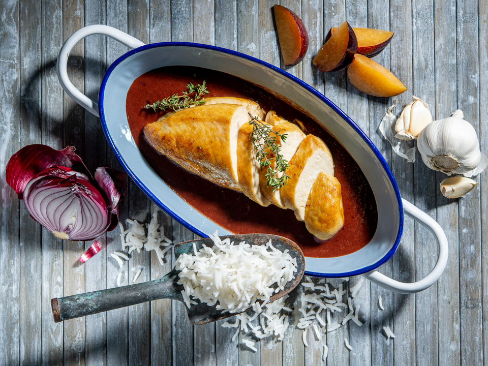 Hähnchenbrustfilet mit süßsaurer Pflaumensoße