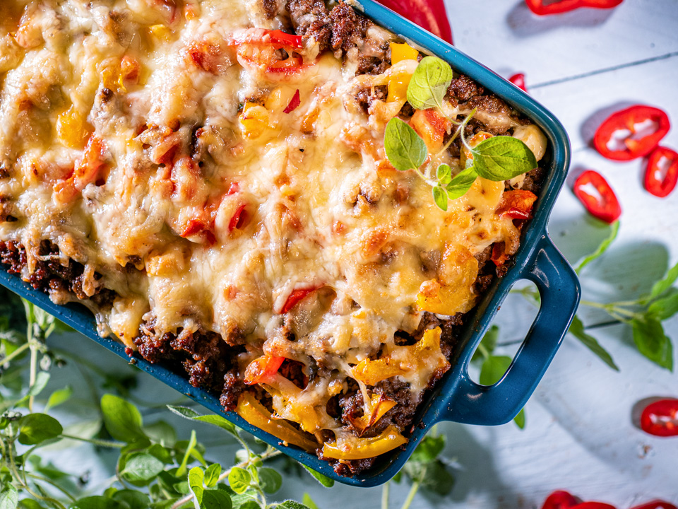Hackfleisch-Feta-Auflauf mit Brot
