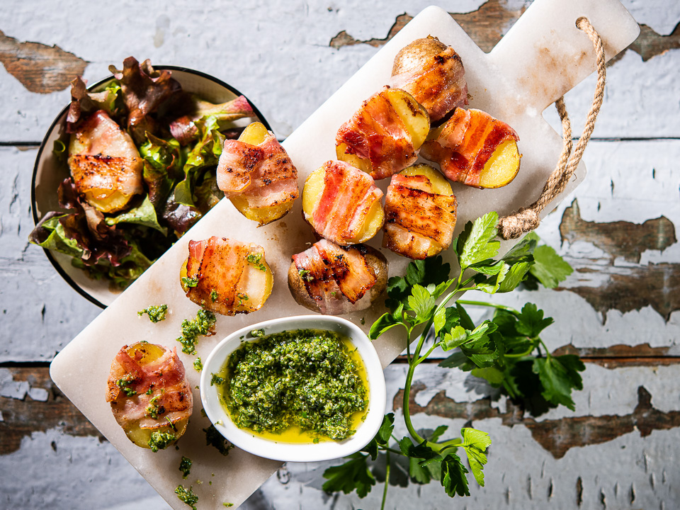 Frühkartoffeln in Speck mit Petersiliengremolata Frühkartoffeln in Speck mit Petersiliengremolata