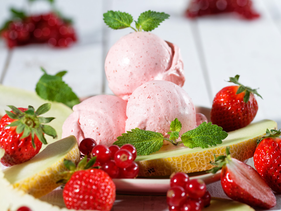 Erdbeersorbet mit Melone