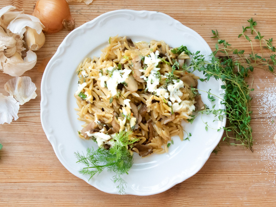 Kritharoto (Griechische Nudeln mit Pilzen)