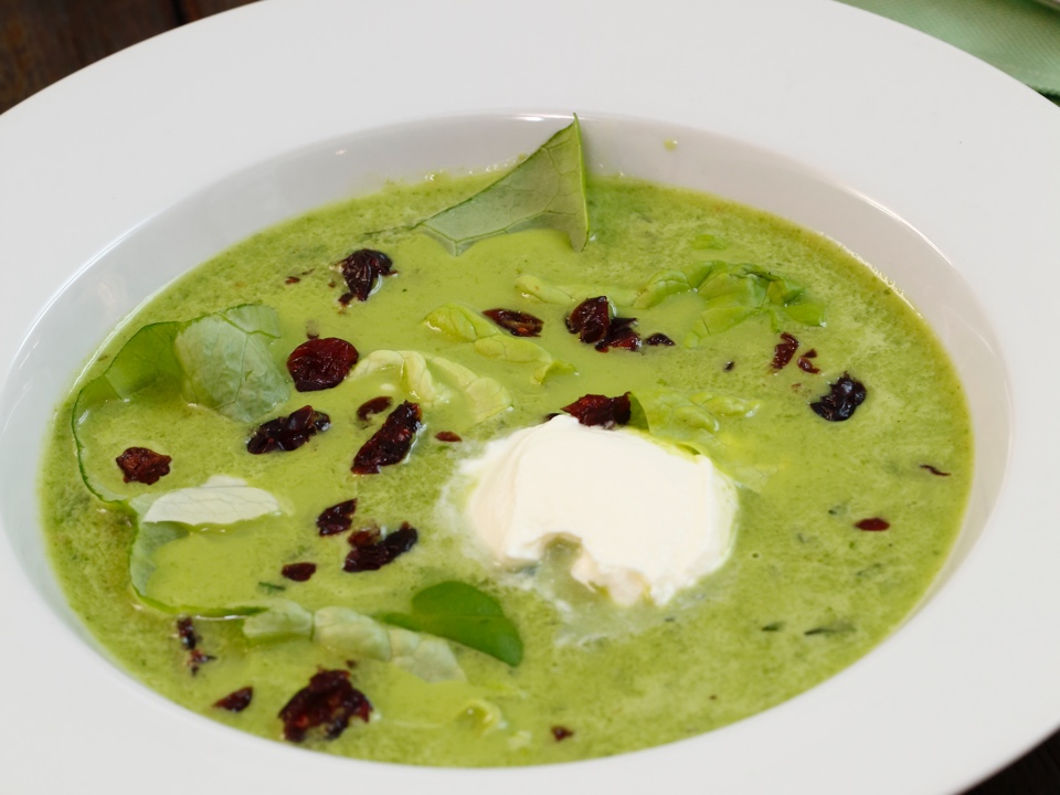 Kopfsalatsuppe mit Minzcreme Kopfsalatsuppe mit Minzcreme