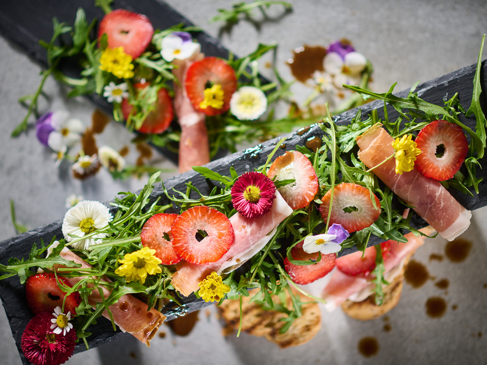 Erdbeer-Schinken-Carpaccio