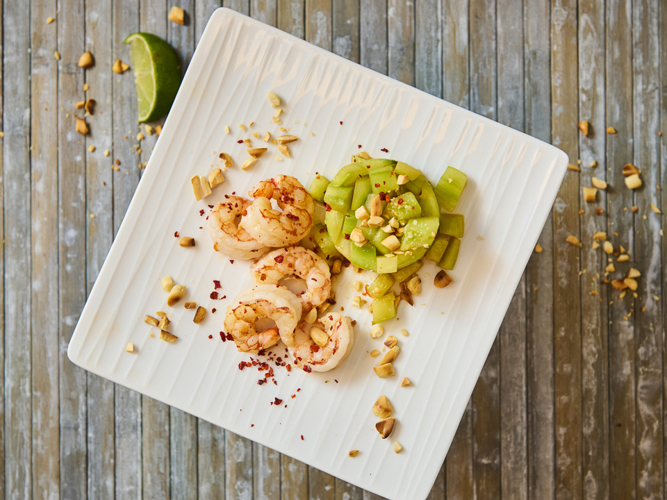 Argentinische Rotgarnelen mit Asia-Gurkensalat