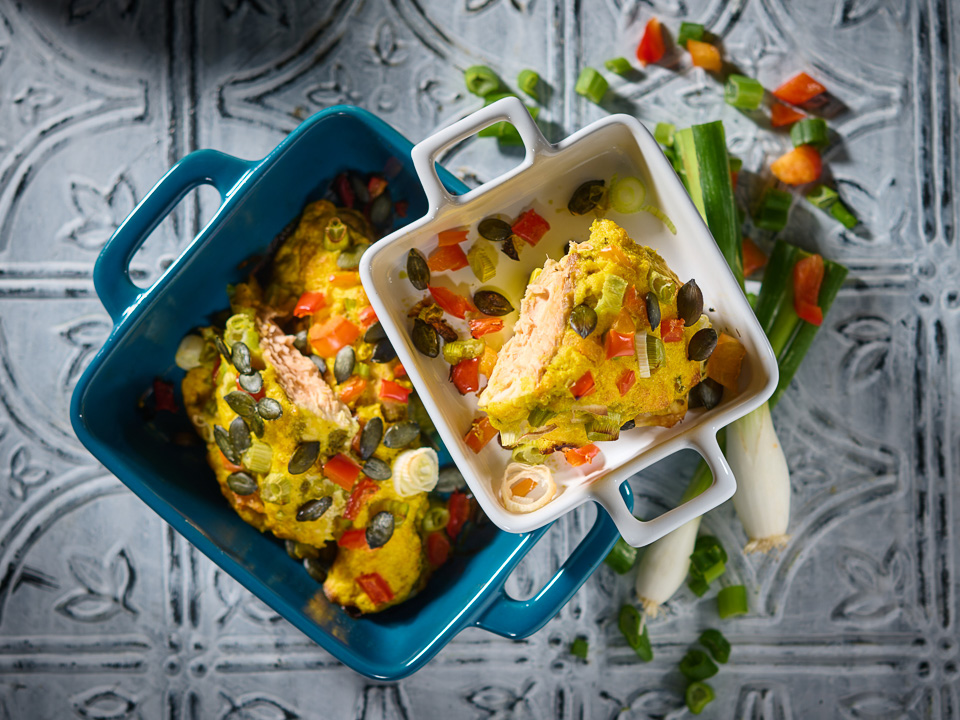 Lachsfilet mit Muskatkürbisschaum