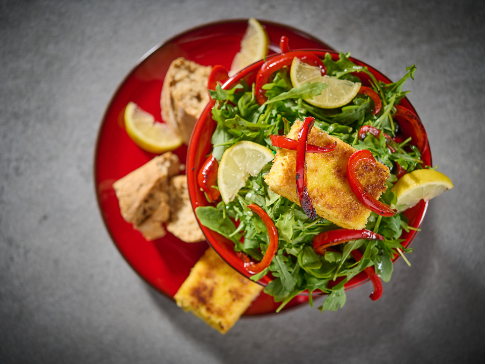 Gebackener Feta auf Rucola