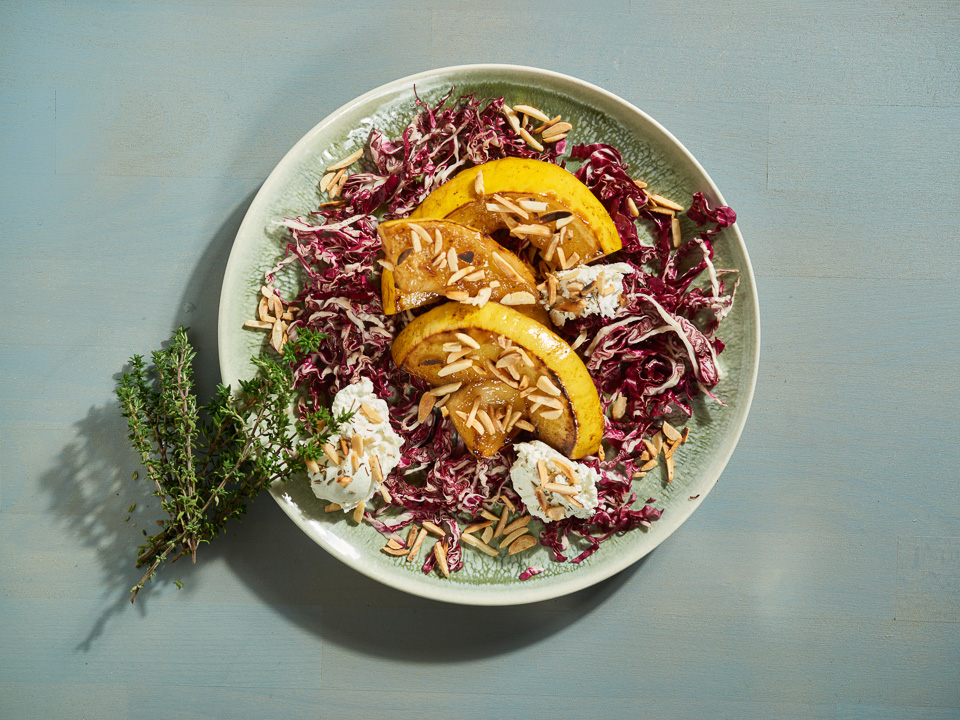 Gebratene Honigmelone mit Ziegenfrischkäse